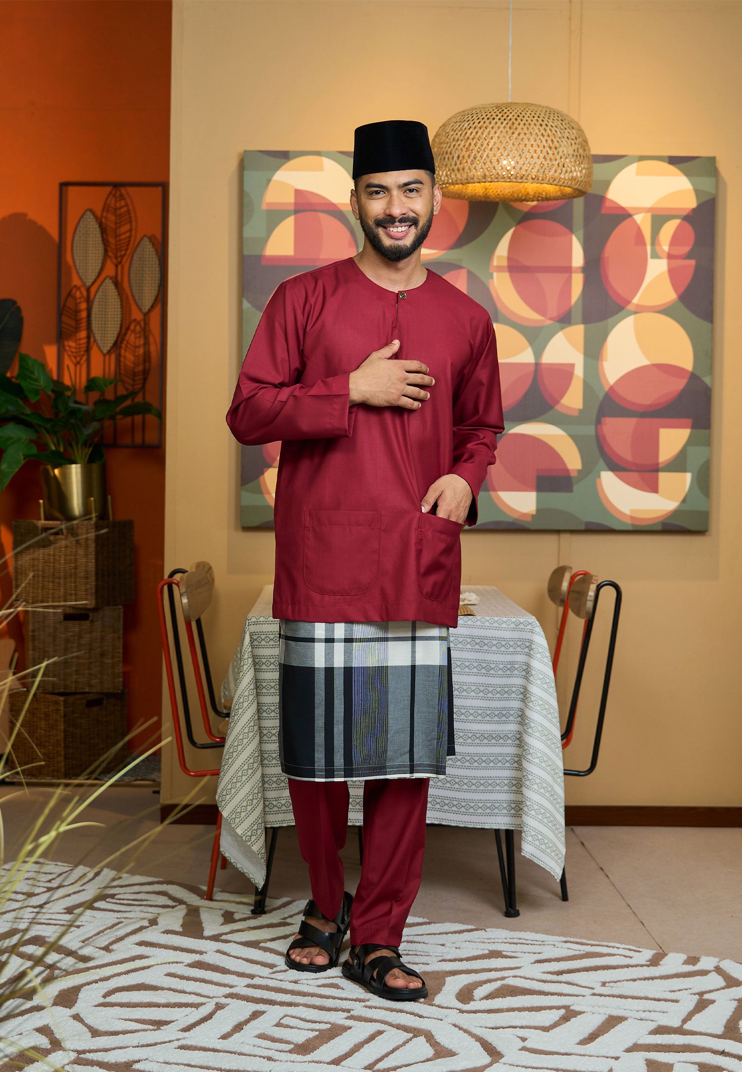 Baju Melayu Teluk Belanga Mark II - Burgundy Maroon (Men)