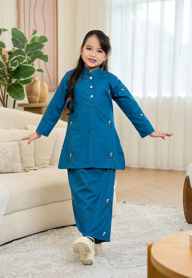 Anggun Kurung Klasik - Teal Blue (Kids)