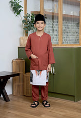 Baju Melayu Teluk Belanga Mark III - Burnt Orange (Kids)