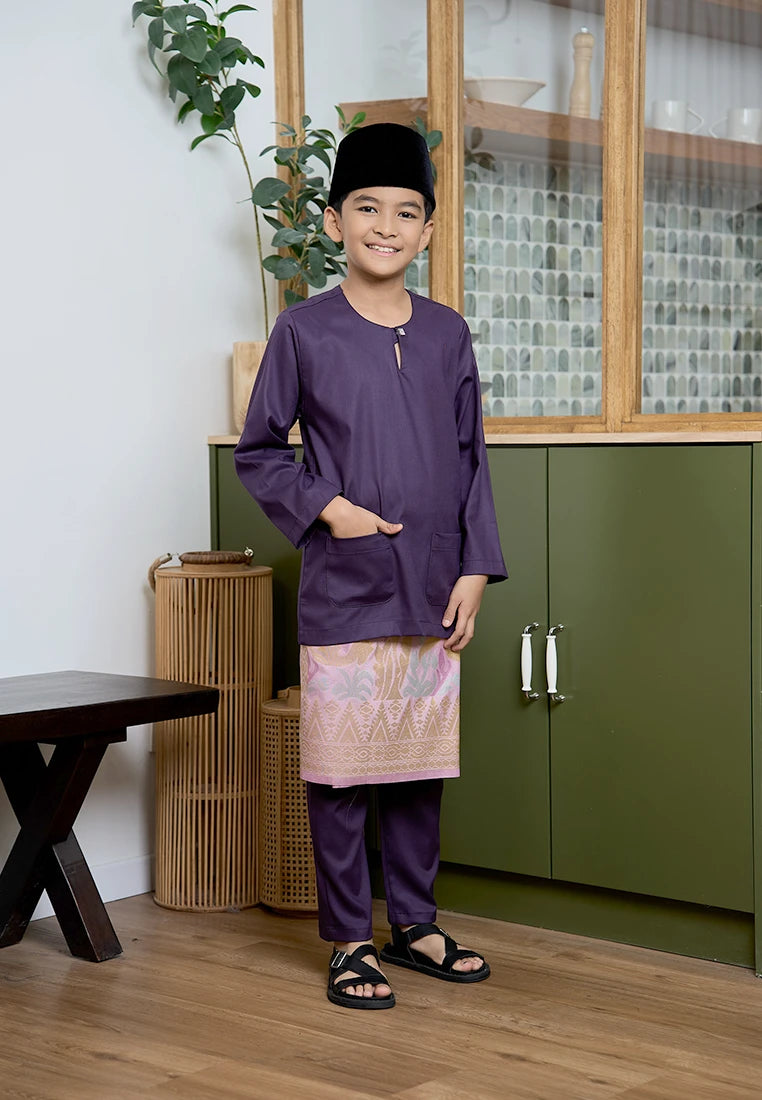Baju Melayu Teluk Belanga Mark III - Dark Purple (Kids)