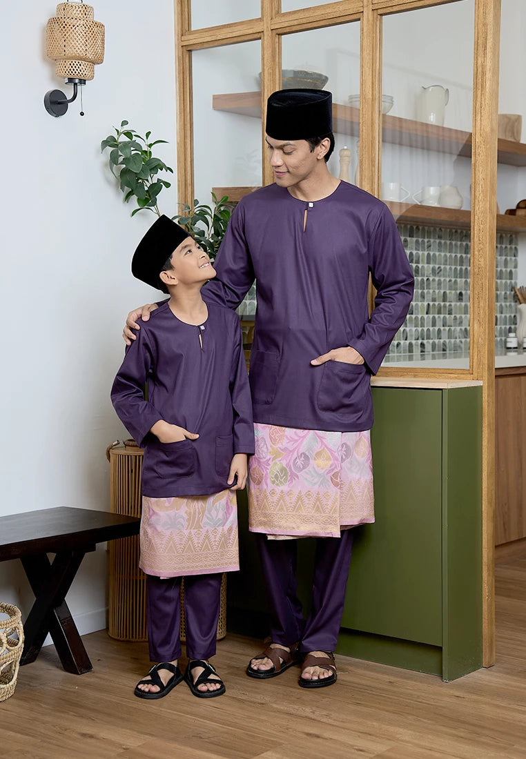 Baju Melayu Teluk Belanga Mark III - Dark Purple (Kids)