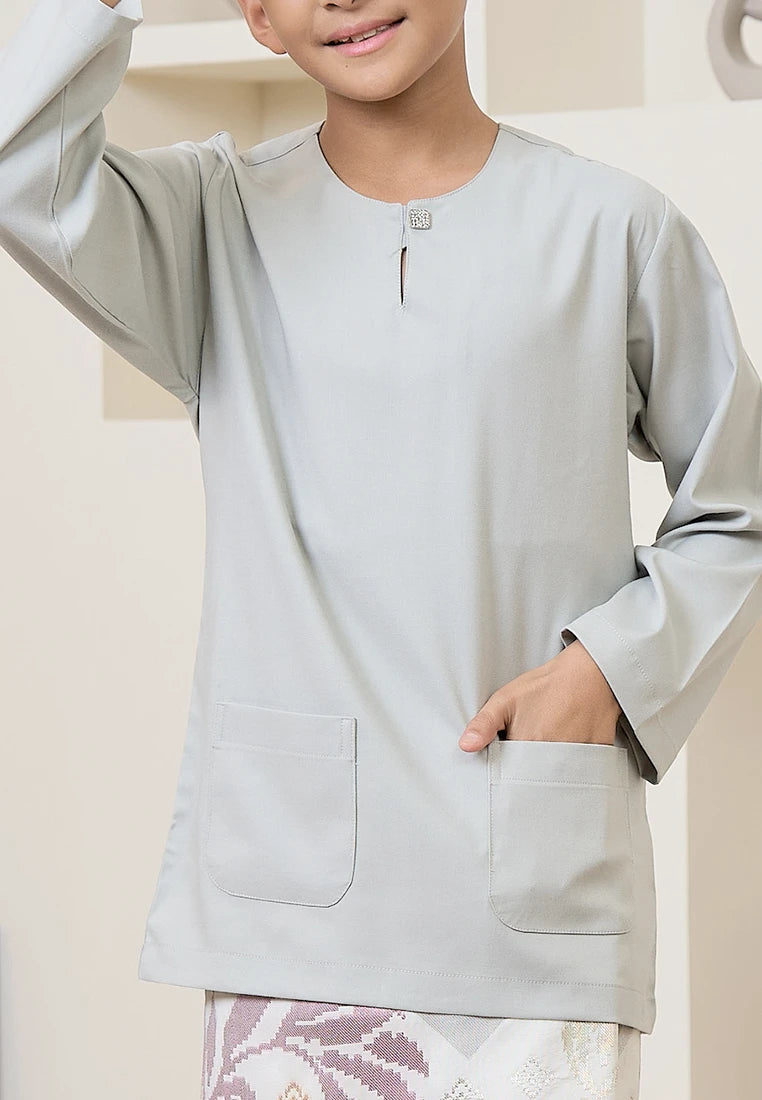 Baju Melayu Teluk Belanga Mark III - Dusty Grey (Kids)