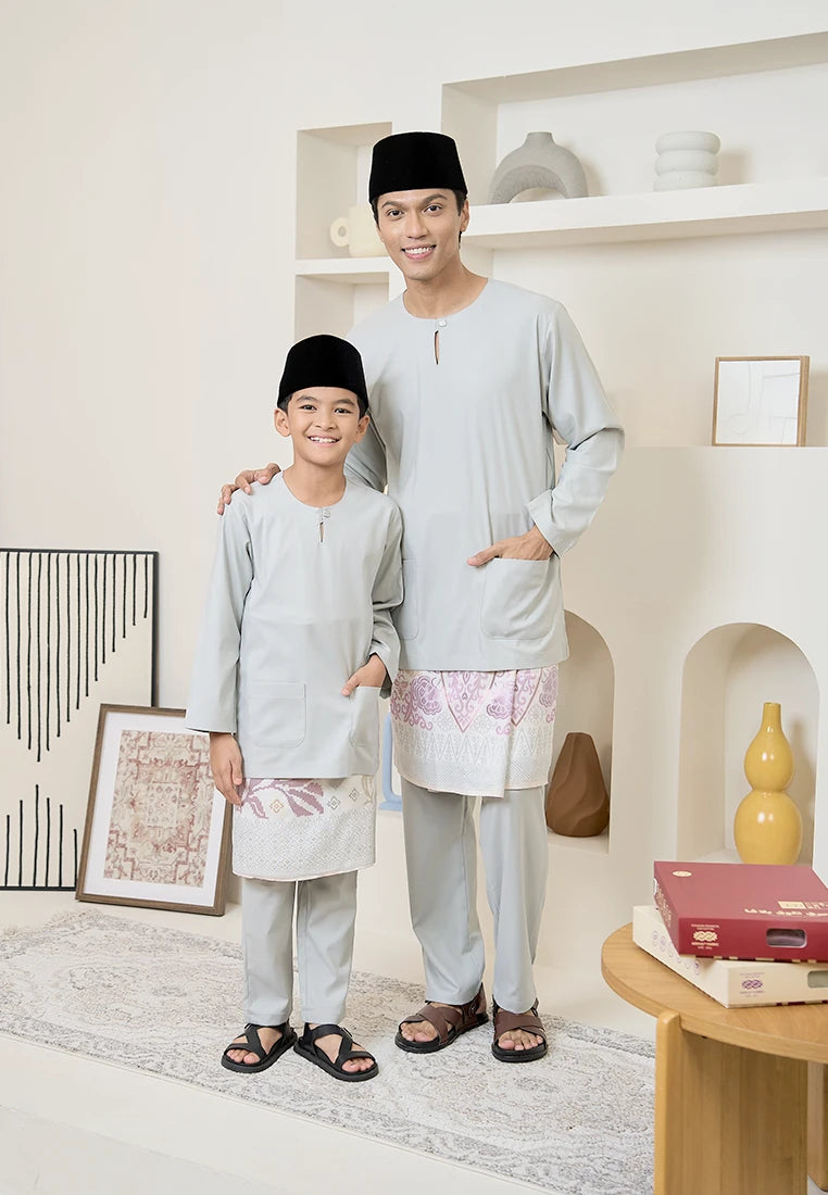 Baju Melayu Teluk Belanga Mark III - Dusty Grey (Kids)