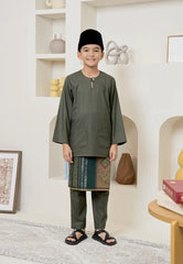 Baju Melayu Teluk Belanga Mark III - Olive Green (Kids)