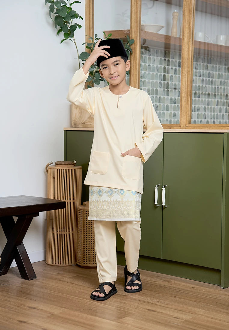 Baju Melayu Teluk Belanga Mark III - Pastel Yellow (Kids)