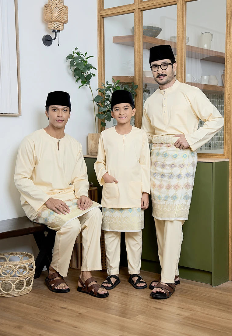 Baju Melayu Teluk Belanga Mark III - Pastel Yellow (Kids)