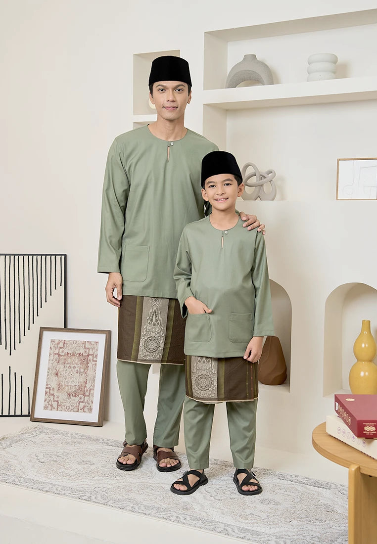 Baju Melayu Teluk Belanga Mark III - Sage Green (Kids)