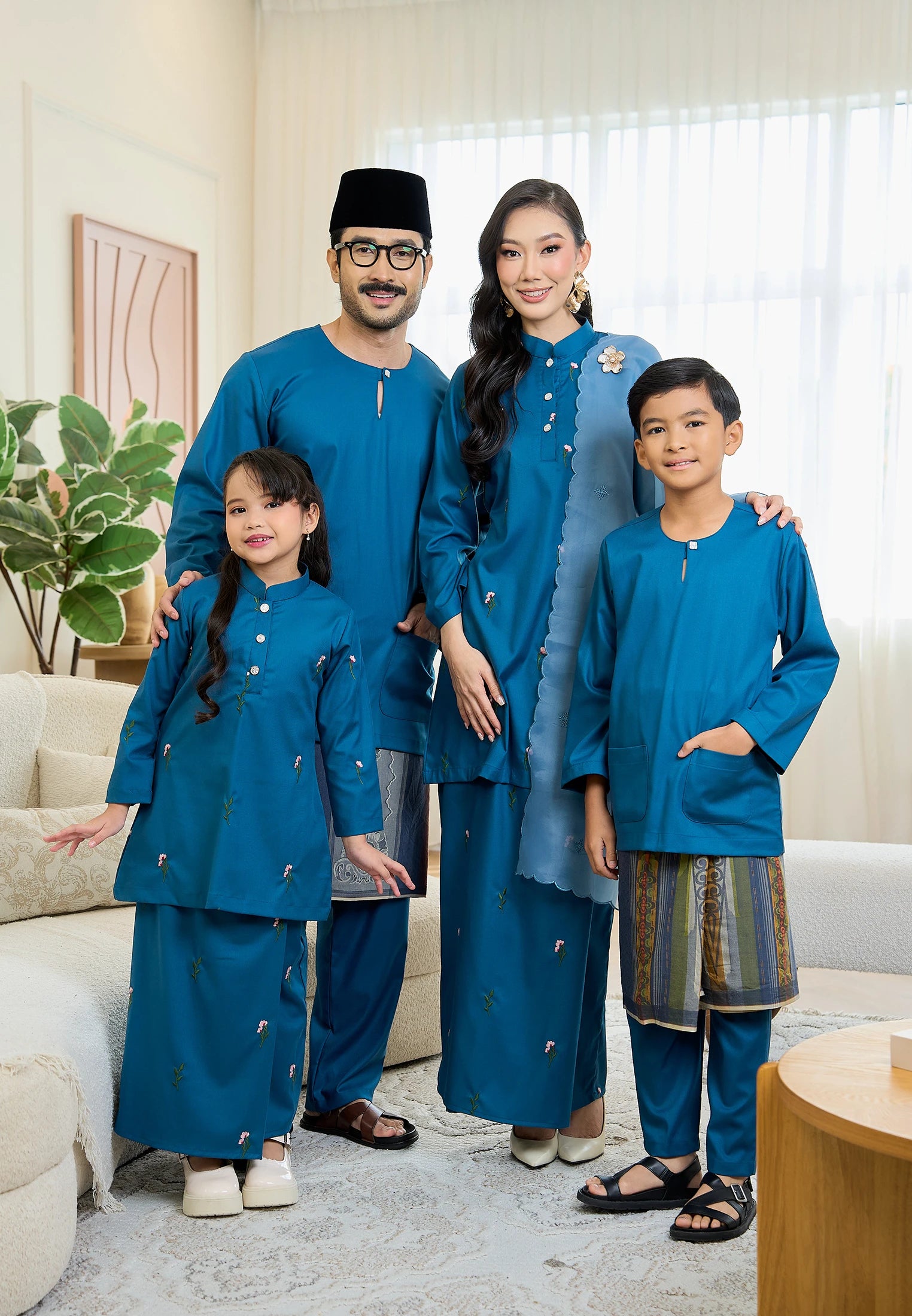 Anggun Kurung Klasik - Teal Blue (Kids)