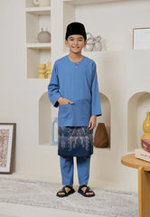 Baju Melayu Teluk Belanga Mark III - Ash Blue (Kids)