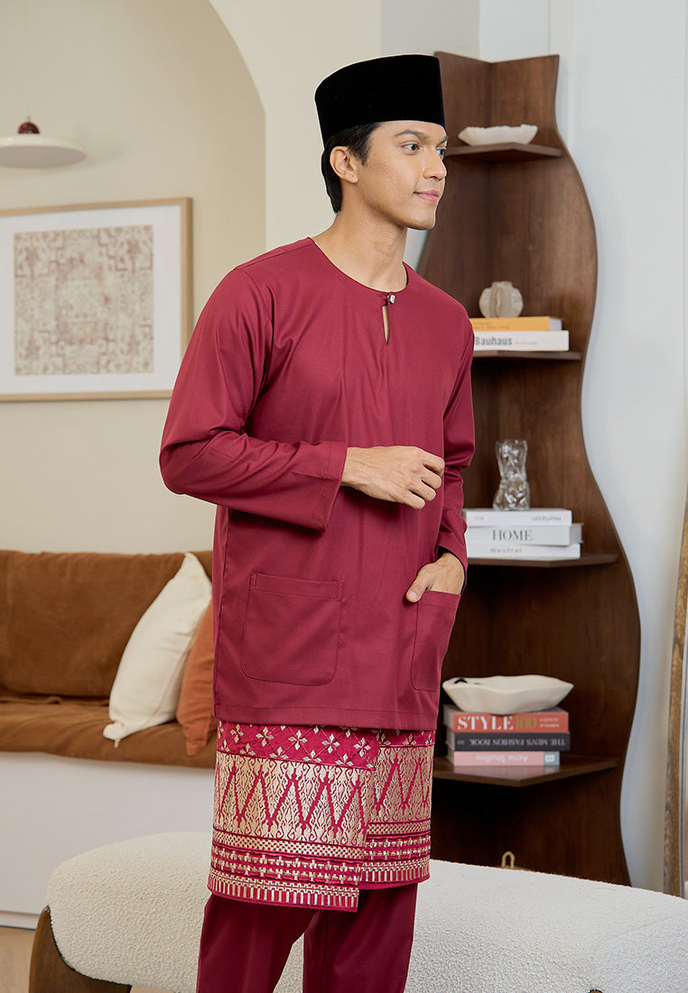 Baju Melayu Teluk Belanga Mark III - Maroon (Men)