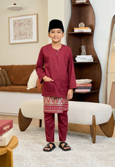 Baju Melayu Teluk Belanga Mark III - Maroon (Kids)