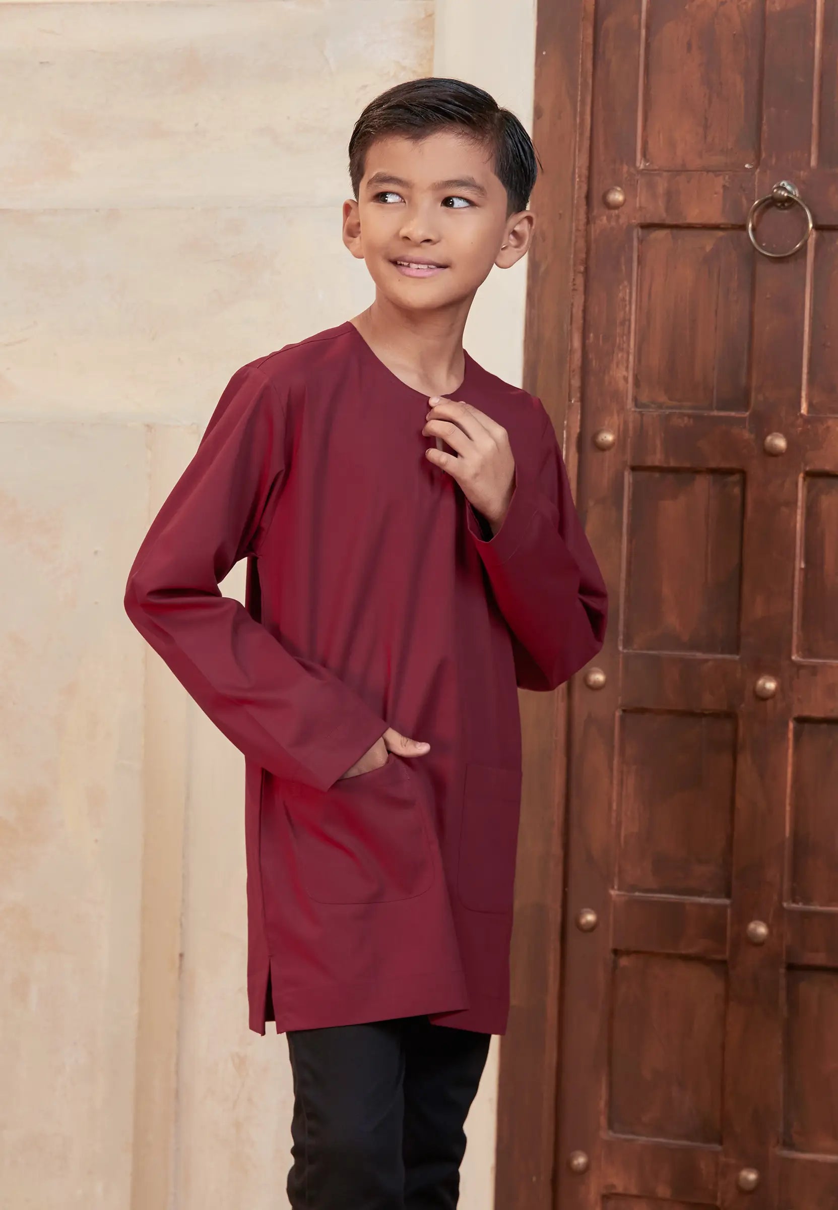 Kurta Tuah Teluk Belanga - Maroon (Kids)
