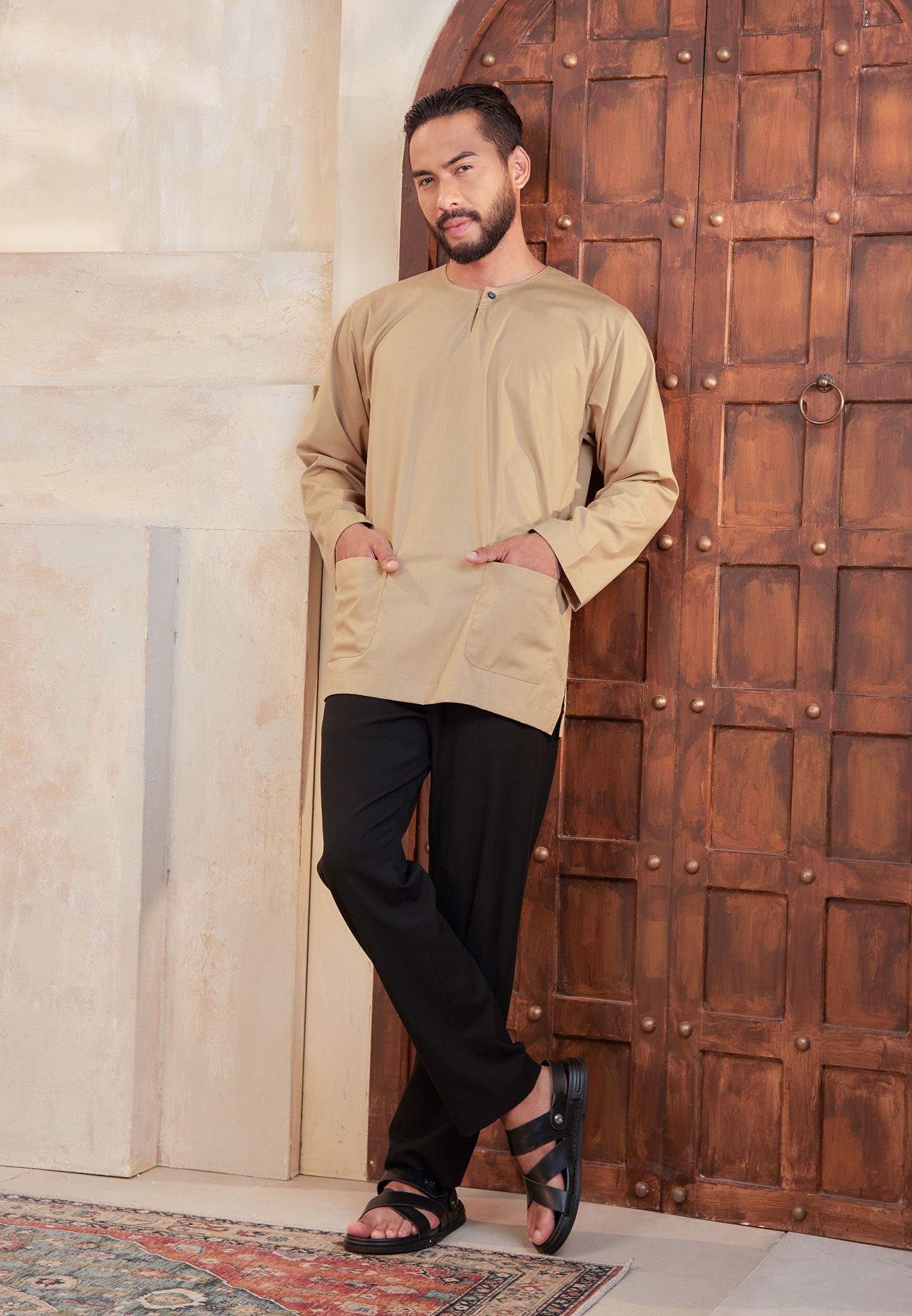 Baju raya 2026, kenduri dan umrah, kurta warna khaki