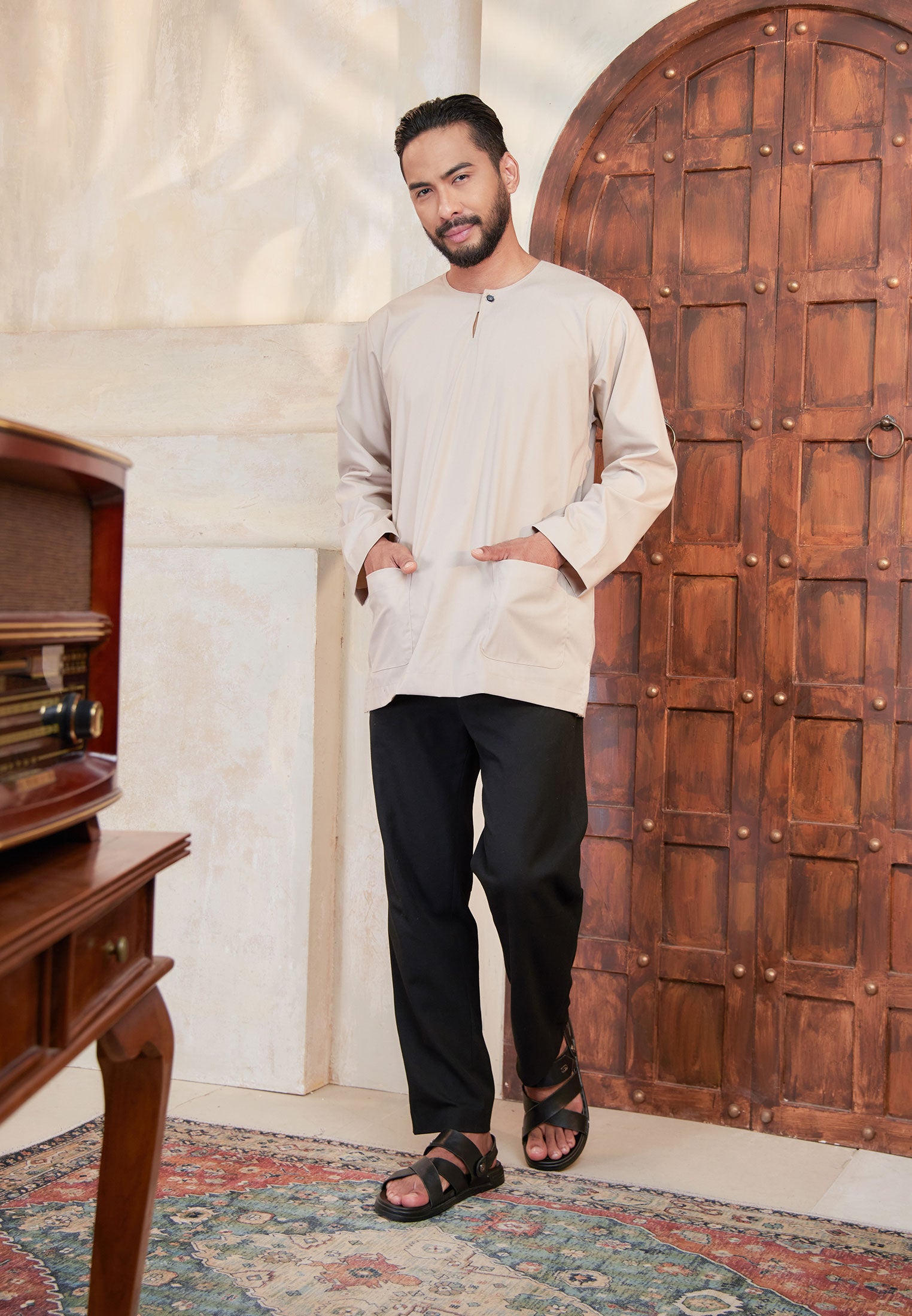 Baju raya 2026, kenduri dan umrah, kurta warna Nude Champagne keluaran CGO Cotton