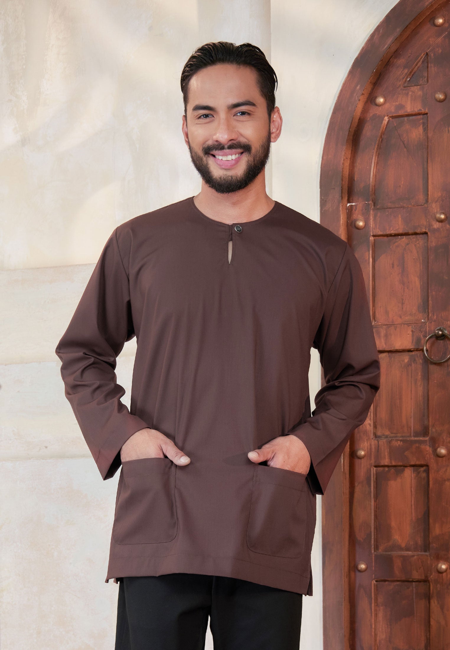 Baju raya, kenduri dan umrah, kurta rich brown