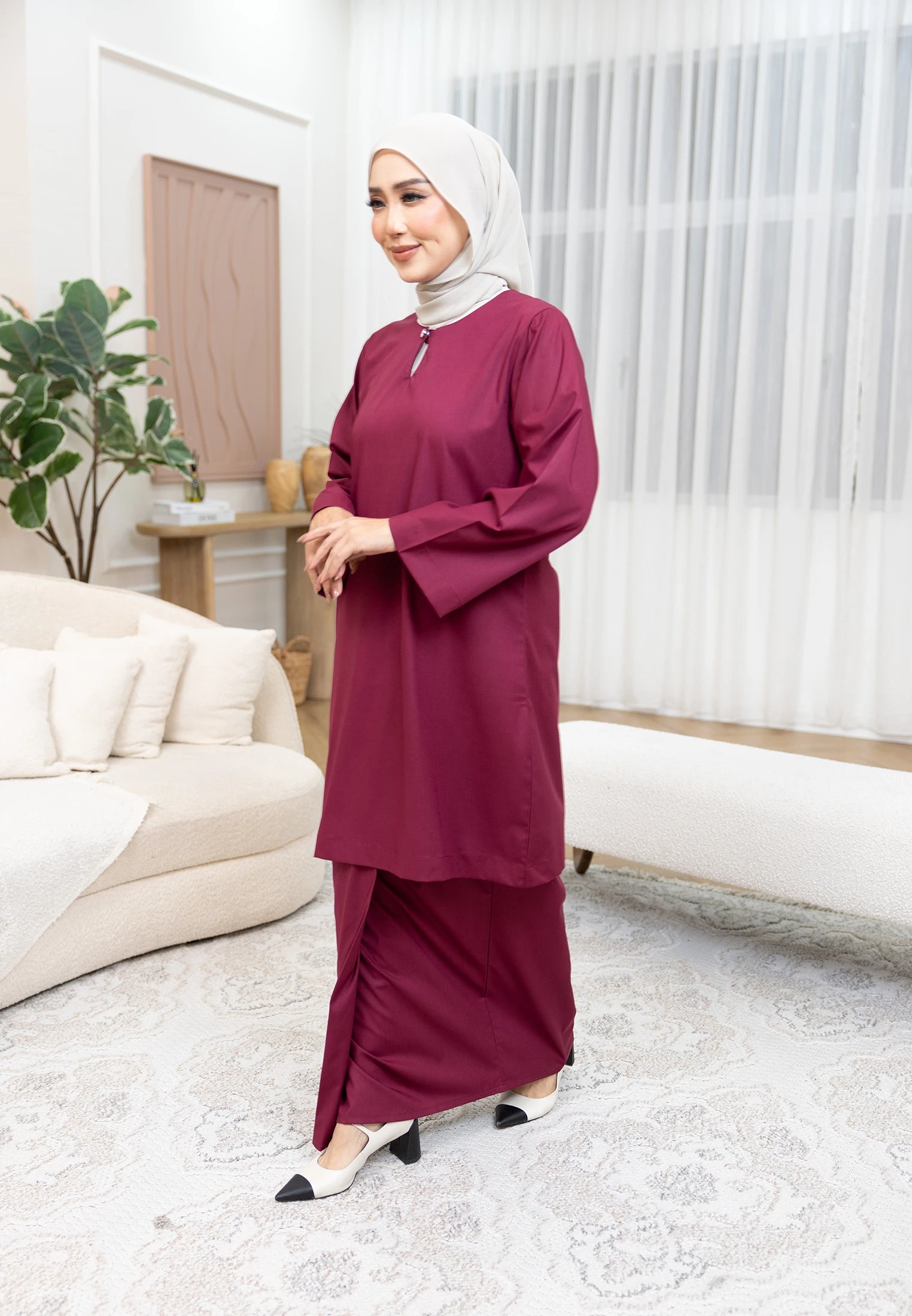 Nazeera Kurung Riau - Burgundy (Women)