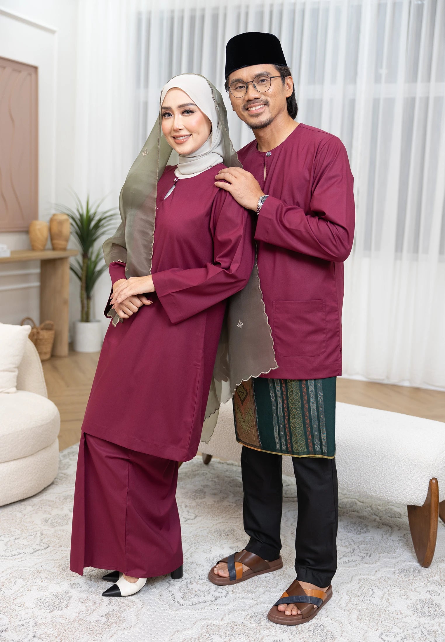 Nazeera Kurung Riau - Burgundy (Women)