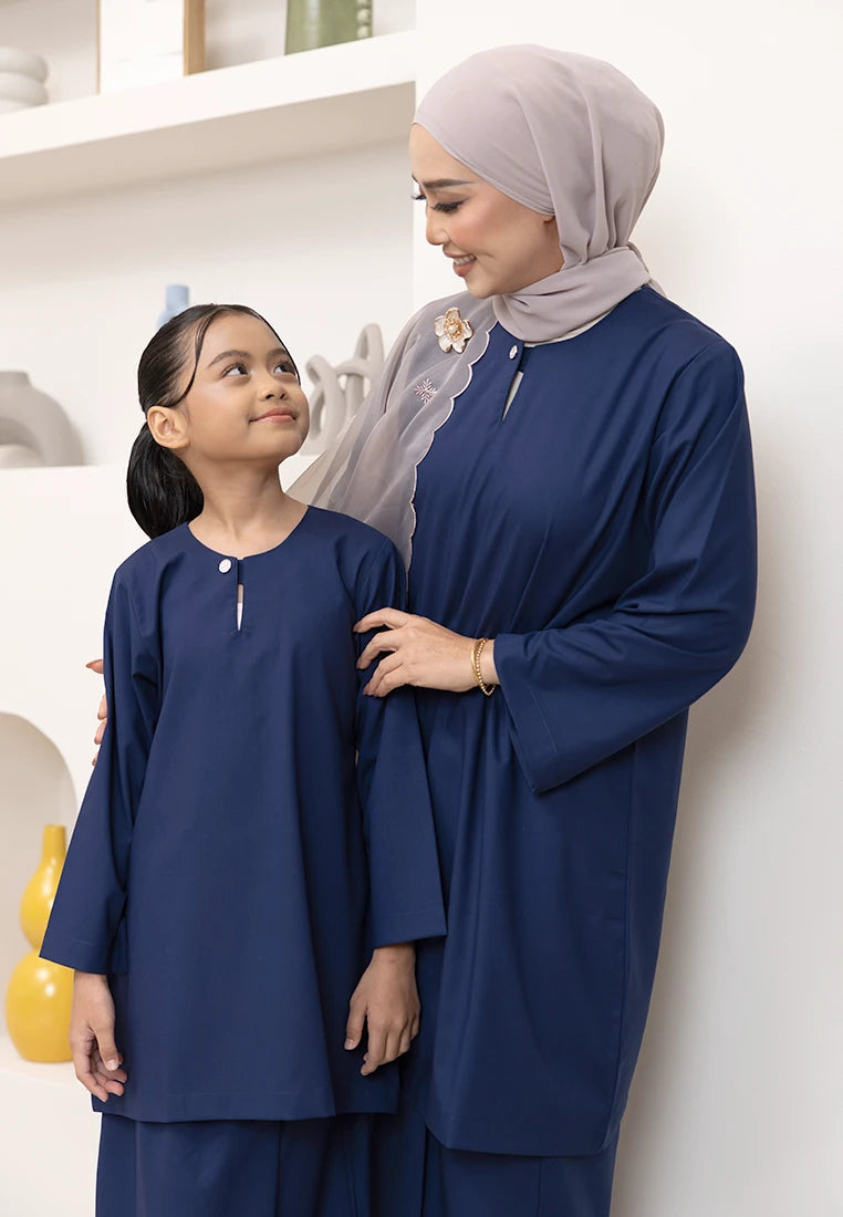 Nazeera Kurung Riau - Dark Blue (Kids)