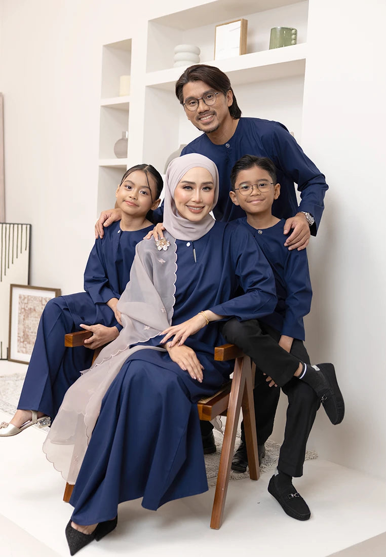 Nazeera Kurung Riau - Dark Blue (Kids)