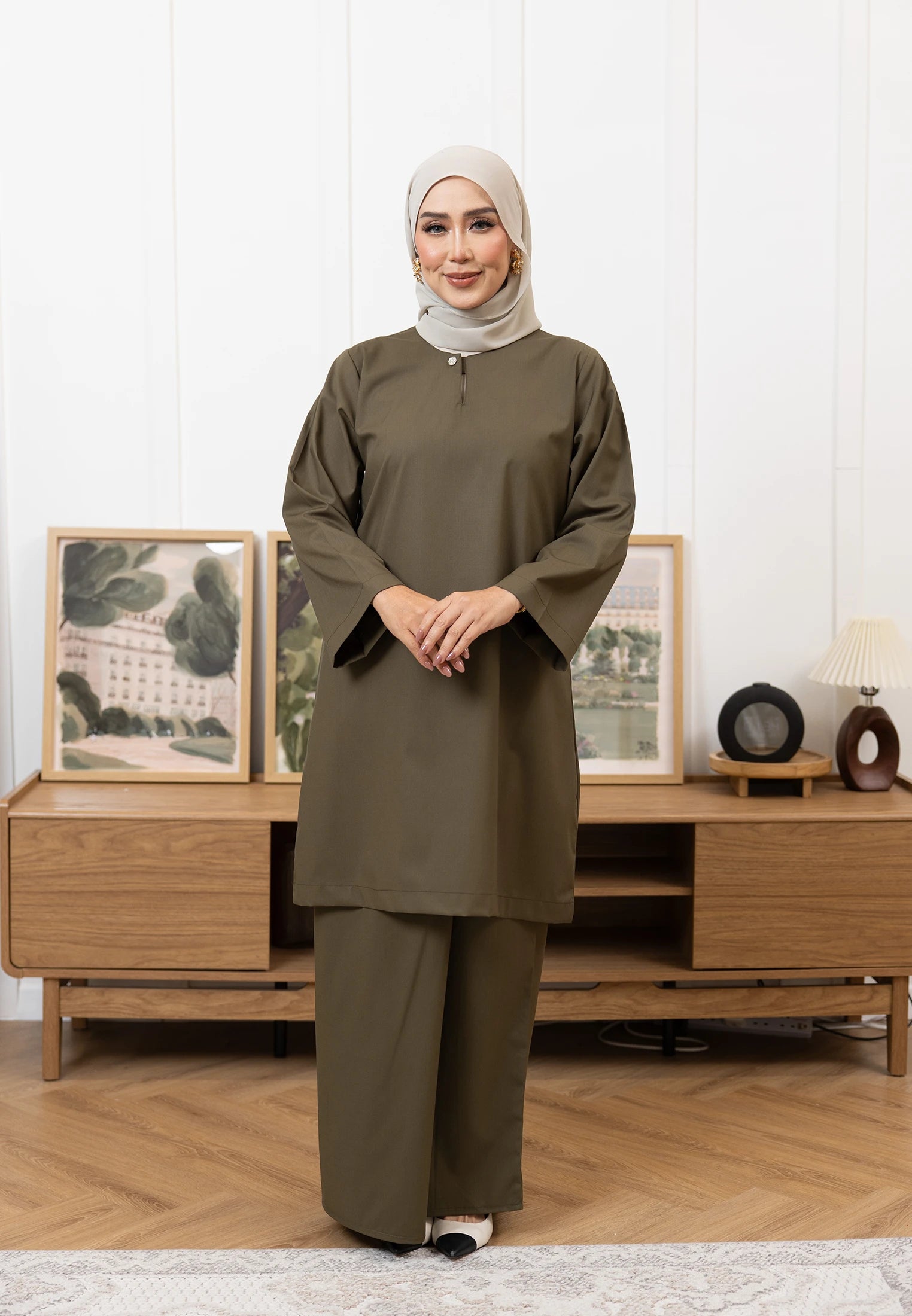 Nazeera Kurung Riau - Olive Green (Women)