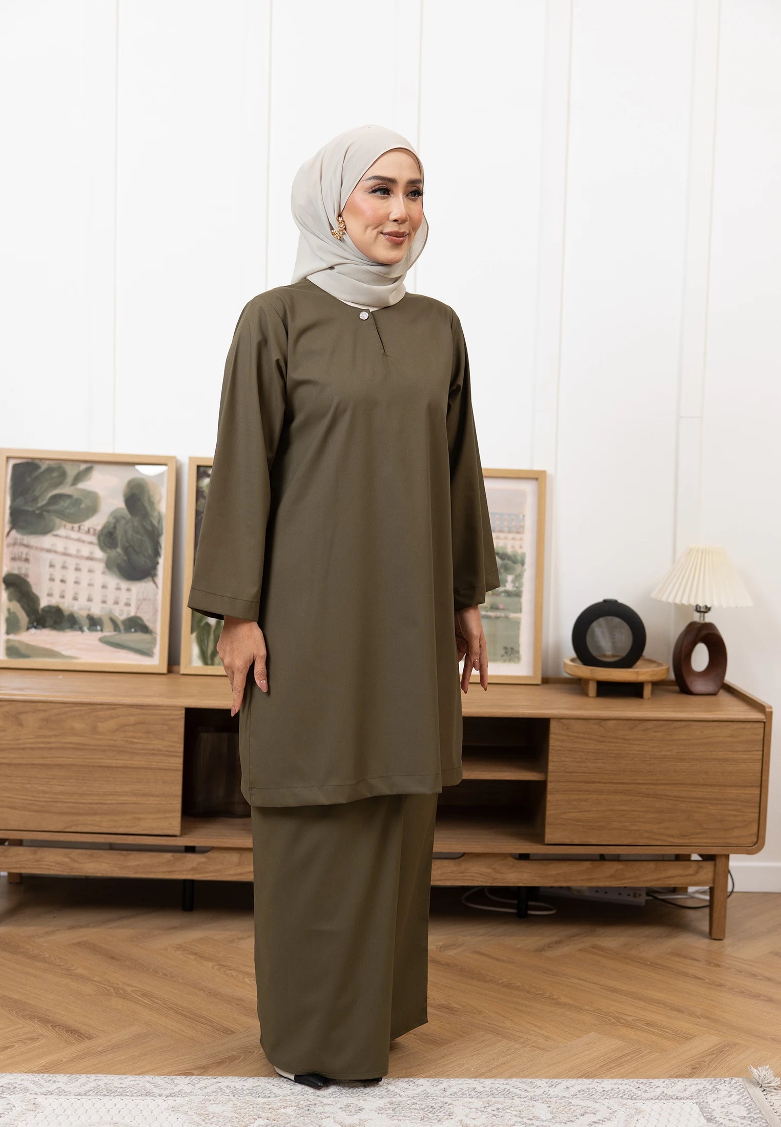 Nazeera Kurung Riau - Olive Green (Women)